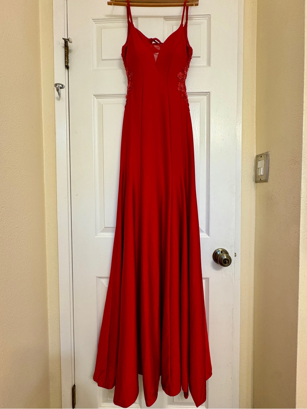 Red Satin Flare Gown ♥️🌙